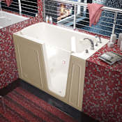 MediTub 60" Acrylic Air / Whirlpool Walk In Tub for Alcove Installations with Right Drain, Drain Assembly, Overflow, Powered Fast Drain, Roman Tub Filler and Hand Shower Biscuit