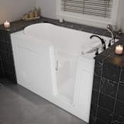 MediTub 60" Acrylic Soaking Walk In Tub for Alcove Installations with Right Drain, Drain Assembly, Overflow, Quick Fill Roman Tub Filler and Hand Shower White