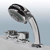 MediTub Walk In Deck Mounted Tub Filler with Metal Lever Handles, Low Profile Rapid Fill Spout, Built-In Diverter and Personal Hand Shower Polished Chrome