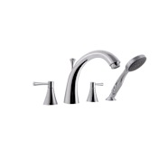 MediTub Walk In Deck Mounted Tub Filler with Metal Lever Handles, Gooseneck Spout, Built-In Diverter and Personal Hand Shower Polished Chrome