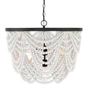 Meridian 5 Light 24" Wide Beaded Chandelier White / Oil Rubbed Bronze
