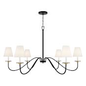 Meridian 6 Light 60" Wide Chandelier Black / Natural Brass