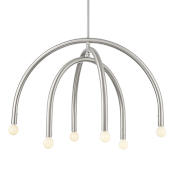 Meridian 6 Light 30" Wide Abstract Chandelier Brushed Nickel