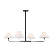 Meridian Pleated 4 Light 41" Wide Chandelier Matte Black