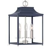 Meridian 3 Light 10" Wide Taper Candle Pendant Navy Blue / Polished Nickel