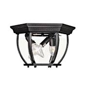 Meridian 3 Light 9" Wide Outdoor Flush Mount Ceiling Fixture Black