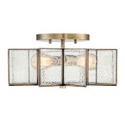 Meridian 2 Light 16" Wide Semi-Flush Ceiling Fixture Natural Brass
