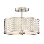 Meridian 2 Light 13" Wide Semi-Flush Drum Ceiling Fixture Brushed Nickel