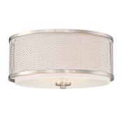 Meridian 3 Light 15" Wide Flush Mount Drum Ceiling Fixture Brushed Nickel