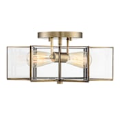 Meridian 2 Light 16" Wide Semi-Flush Ceiling Fixture Natural Brass