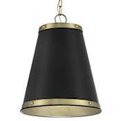 Meridian 12" Wide Pendant Matte Black / Natural Brass
