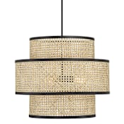 Meridian 3 Light 22" Wide Pendant Natural Cane / Matte Black