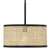 Meridian 16" Wide Pendant Natural Cane / Matte Black