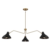 Meridian 3 Light 55" Wide Chandelier Matte Black / Natural Brass