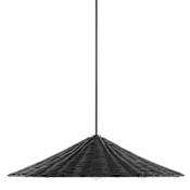 Meridian 35" Wide Pendant with Rattan Shade Matte Black