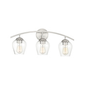 Meridian 3 Light 24" Wide Bathroom Vanity Light with Clear Glass Shades Brushed Nickel