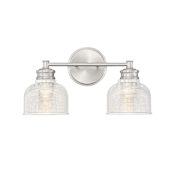 Meridian 2 Light 16" Wide Bathroom Vanity Light with Halophane Glass Shades Brushed Nickel