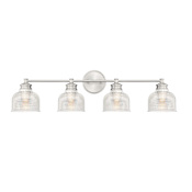 Meridian 4 Light 32" Wide Bathroom Vanity Light with Halophane Glass Shades Brushed Nickel