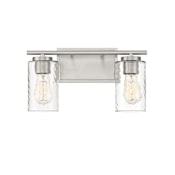 Meridian 2 Light 15" Wide Bathroom Vanity Light with Swirl Glass Shades Brushed Nickel
