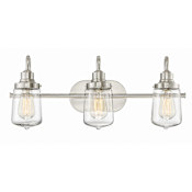 Meridian 3 Light 24" Wide Vanity Light with Clear Glass Shades Brushed Nickel