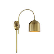 Meridian Single Light 13" Tall Plug-In Wall Sconce Natural Brass