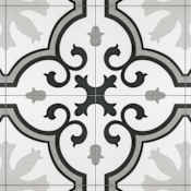 Merola Tile Lacour - 10" x 10" Encaustic Floor and Wall Tile - Glossy Visual - Sold by Carton (10.88 SF/Carton) Gray