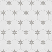 Merola Tile Stella - 9" x 10" Encaustic Floor and Wall Tile - Satin Visual - Sold by Carton (11.5 SF/Carton) Silver