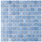 Merola Tile Fountain - 1" x 1" Square Floor and Wall Mosaic Tile - Glossy Porcelain Visual - Sold by Carton (10.2 SF/Carton) Speckled Blue