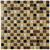 Merola Tile Metal Multi - 1" x 1" Square Floor and Wall Mosaic Tile - Textured Glass Visual - Sold by Carton (10.63 SF/Carton) Beige