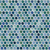 Merola Tile Hudson Penny Round - 1" x 1" Circle Penny Floor and Wall Mosaic Tile - Glossy Porcelain Visual - Sold by Carton (10.5 SF/Carton) Aquamarine