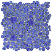 Merola Tile Pebble - 11" x 11" Specialty Pebble and Rock Floor and Wall Mosaic Tile - Glossy Porcelain Visual - Sold by Carton (8.3 SF/Carton) Blue Cloud