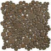Merola Tile Pebble - 11" x 11" Specialty Pebble and Rock Floor and Wall Mosaic Tile - Textured Stone Visual - Sold by Carton (8.3 SF/Carton) Brownstone