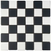 Merola Tile Squire Quad - 2" x 2" Square Floor and Wall Mosaic Tile - Glossy Porcelain Visual - Sold by Carton (11.1 SF/Carton) Black / White