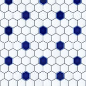 Merola Tile Metro Ion Hex - 1" x 1" Hexagon Penny Floor and Wall Mosaic Tile - Glossy Visual - Sold by Carton (8.6 SF/Carton) Sapphire Dot