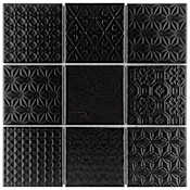Merola Tile Spirit - 4" x 4" Square Floor and Wall Mosaic Tile - Glossy Porcelain Visual - Sold by Carton (9.6 SF/Carton) Black