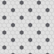 Merola Tile Gotham - 1" x 1" Hexagon Penny Floor and Wall Mosaic Tile - Textured Porcelain Visual - Sold by Carton (8.6 SF/Carton) Antique White / Dot