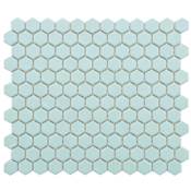 Merola Tile Metro - 1" x 1" Hexagon Penny Floor and Wall Mosaic Tile - Textured Tile Visual - Sold by Carton (8.6 SF/Carton) Light Blue