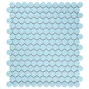 Merola Tile Metro Penny - 1" x 1" Circle Penny Floor and Wall Mosaic Tile - Matte Tile Visual - Sold by Carton (8 SF/Carton) Light Blue