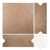 Merola Tile Argile Bordeaux - 25" x 25" Specialty Floor and Wall Tile - Textured Visual - Sold by Carton (4.34 SF/Carton) Ferrara with Losanga and Bianco Star