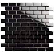 Merola Tile Meta - 1" x 2" Rectangle Brick Wall Mosaic Tile - Glossy Tile Visual - Sold by Sheet (0.98 SF/Sheet) Silver