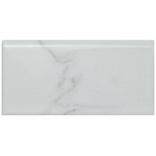 Merola Tile Classico Carrara 6" x 3" Matte Ceramic Thin-Set Tile Bullnose - Sold by Piece (0.5 LF/Piece) Carrara