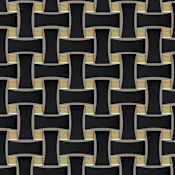 Merola Tile Metro - 10" x 10" Rectangle Basketweave Wall Mosaic Tile - Glossy Glass Visual - Sold by Carton (7.1 SF/Carton) Matte Black / Gold