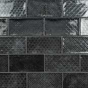 Merola Tile Camden Decor - 4" x 8" Brick Wall Tile - Glossy Visual - Sold by Carton (11.5 SF/Carton) Nero