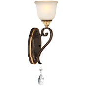 Metropolitan Chateau Nobles 1 Light 6" Wide Bathroom Wall Sconce with Driftwood Glass Shade and Crystal Accents Raven Bronze with Sunburst Gold Highlights