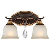 Metropolitan Chateau Nobles 2 Light 16" Wide Bathroom Vanity Light with Driftwood Glass Shades and Crystal Accents Raven Bronze with Sunburst Gold Highlights