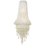 Metropolitan Crystal Reign 2 Light 33" Tall Wall Sconce with Crystal Beads, Sea Glass Shade Polished Nickel