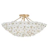 Metropolitan Coastlyn 4 Light 23" Wide Semi-Flush Bowl Ceiling Fixture Legacy Brass / White Ceramic Accents