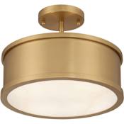 Metropolitan Wynn 2 Light 12" Wide Semi-Flush Drum Ceiling Fixture with Alabaster Shade Legacy Brass