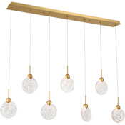 Metropolitan Briselle 47" Wide LED Linear Pendant with Clear, Textured Glass Shades Legacy Brass