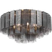 Metropolitan Torvento 7 Light 28" Wide Flush Mount Ceiling Fixture Legacy Brass / Grey Smoke